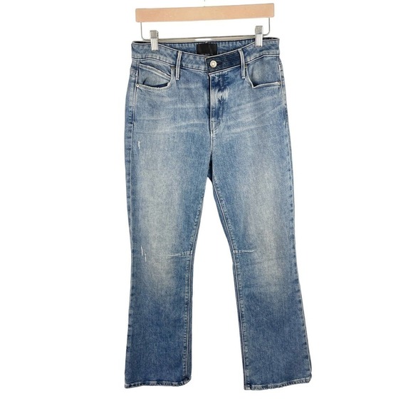 RtA Brand Brandi High Rise Kick Flare Crop Jeans Medium Blue Wash Womens 28 NEW - Picture 1 of 13